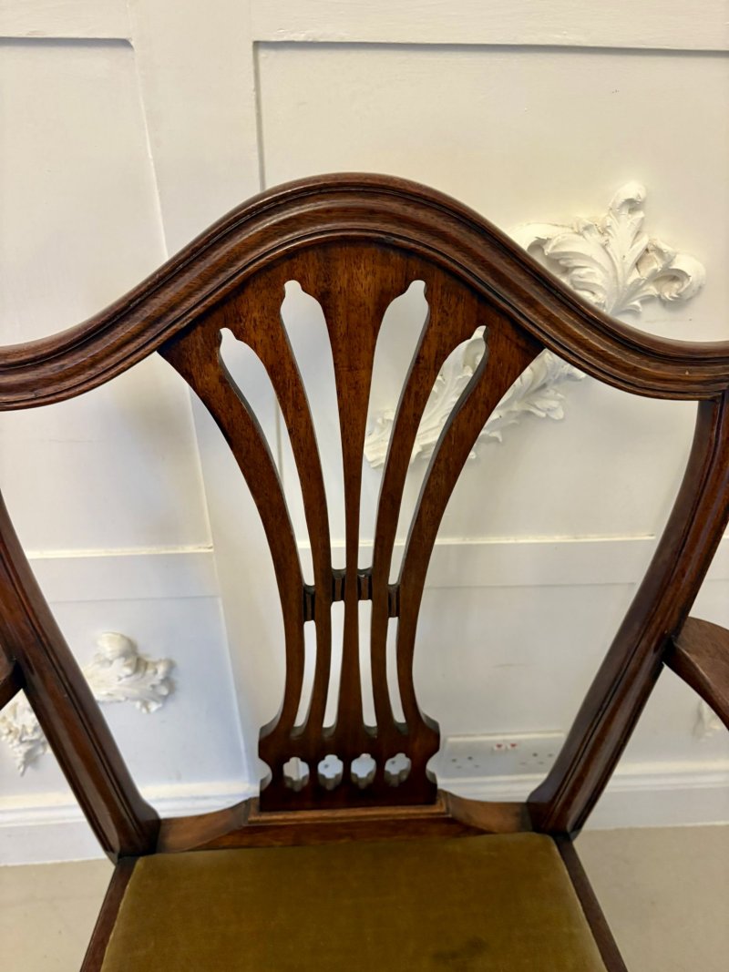 Quality Set of 12 Antique Mahogany Hepplewhite Style Dining Chairs